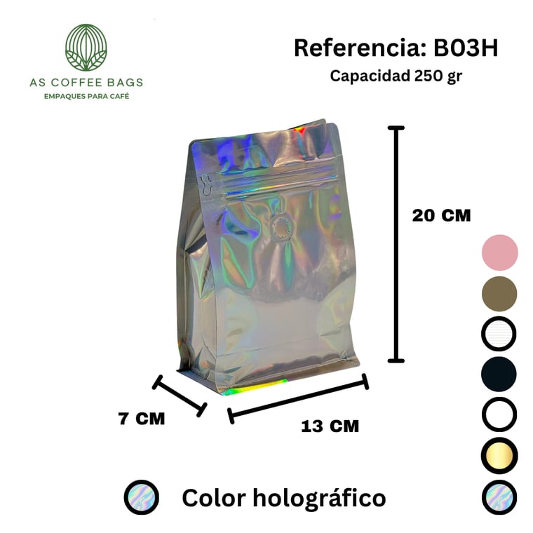 Bolsa para café 250 g color holográfico