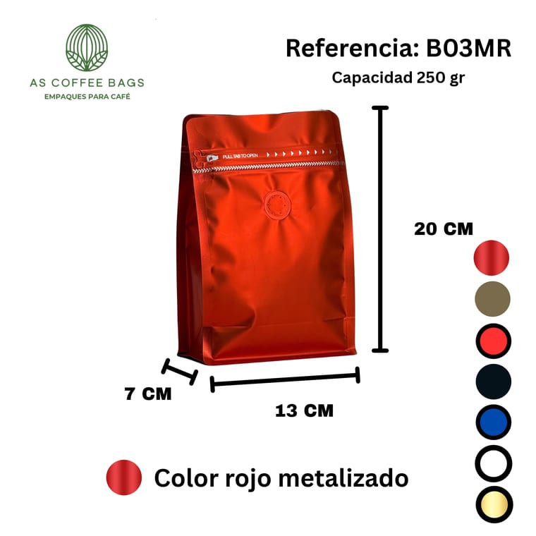 Bolsa para café 250 g color rojo metalizado