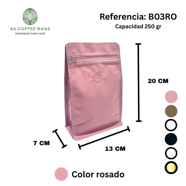 Bolsa para café 250 g color rosado