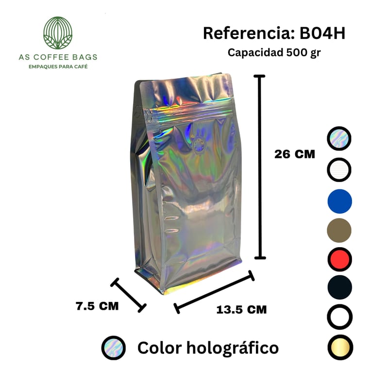 Bolsa para café 500 g color holográfico