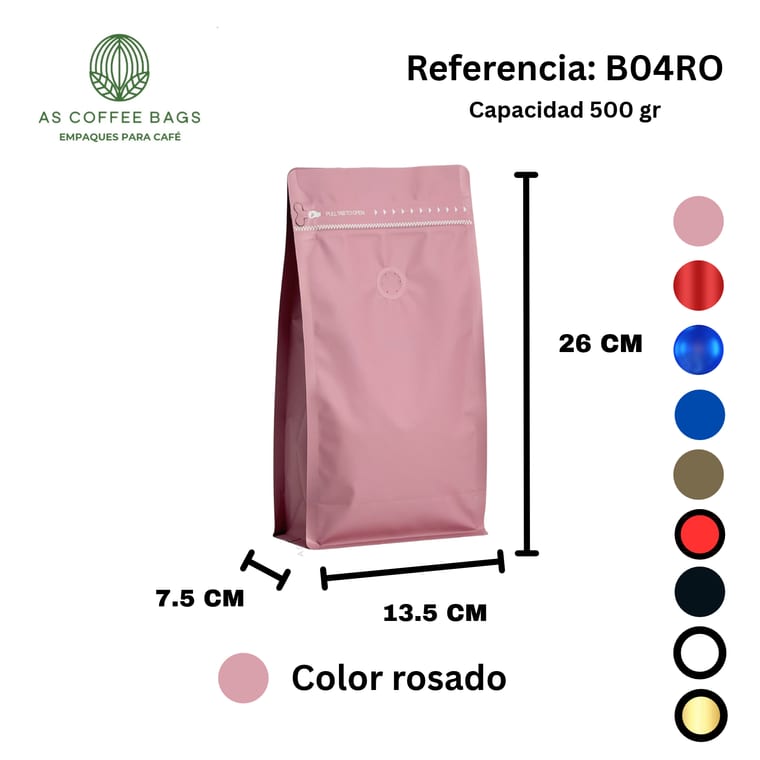Bolsa para café 500 g color rosado