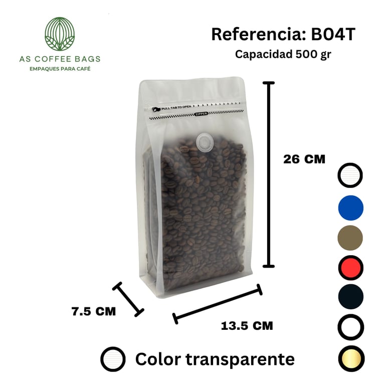 Bolsa para café 500 g color transparente