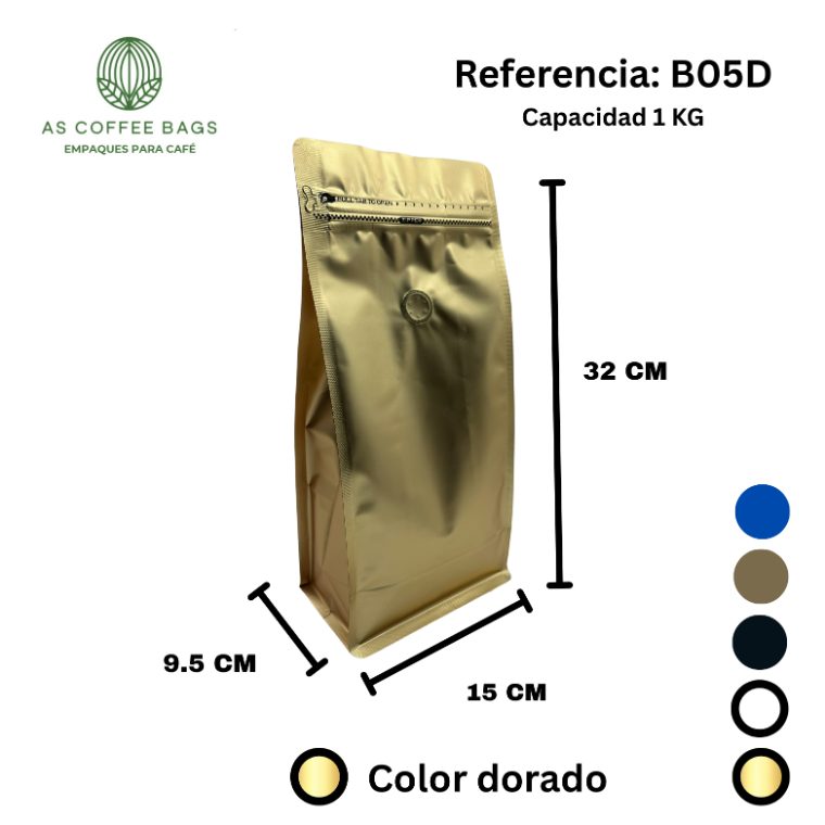 Bolsa para café 1 kg color dorado
