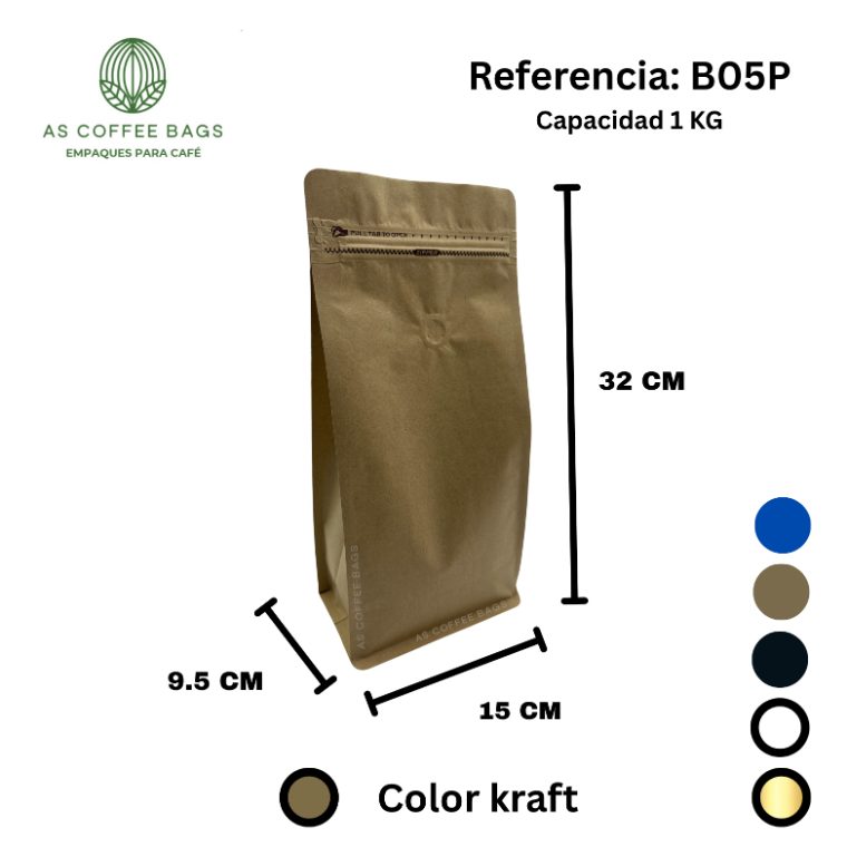 Bolsa para café 1 kg color papel / kraft