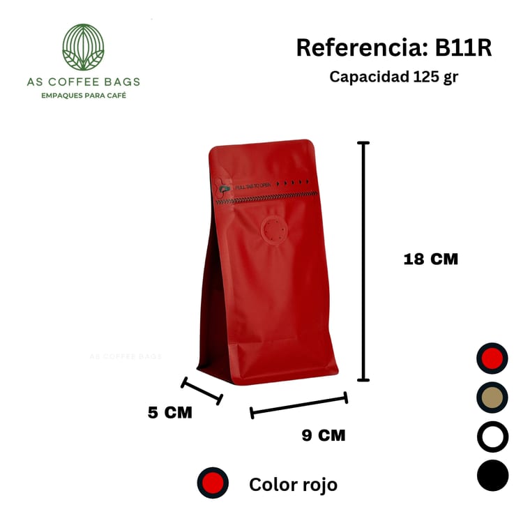 Bolsa para café 125 g color rojo